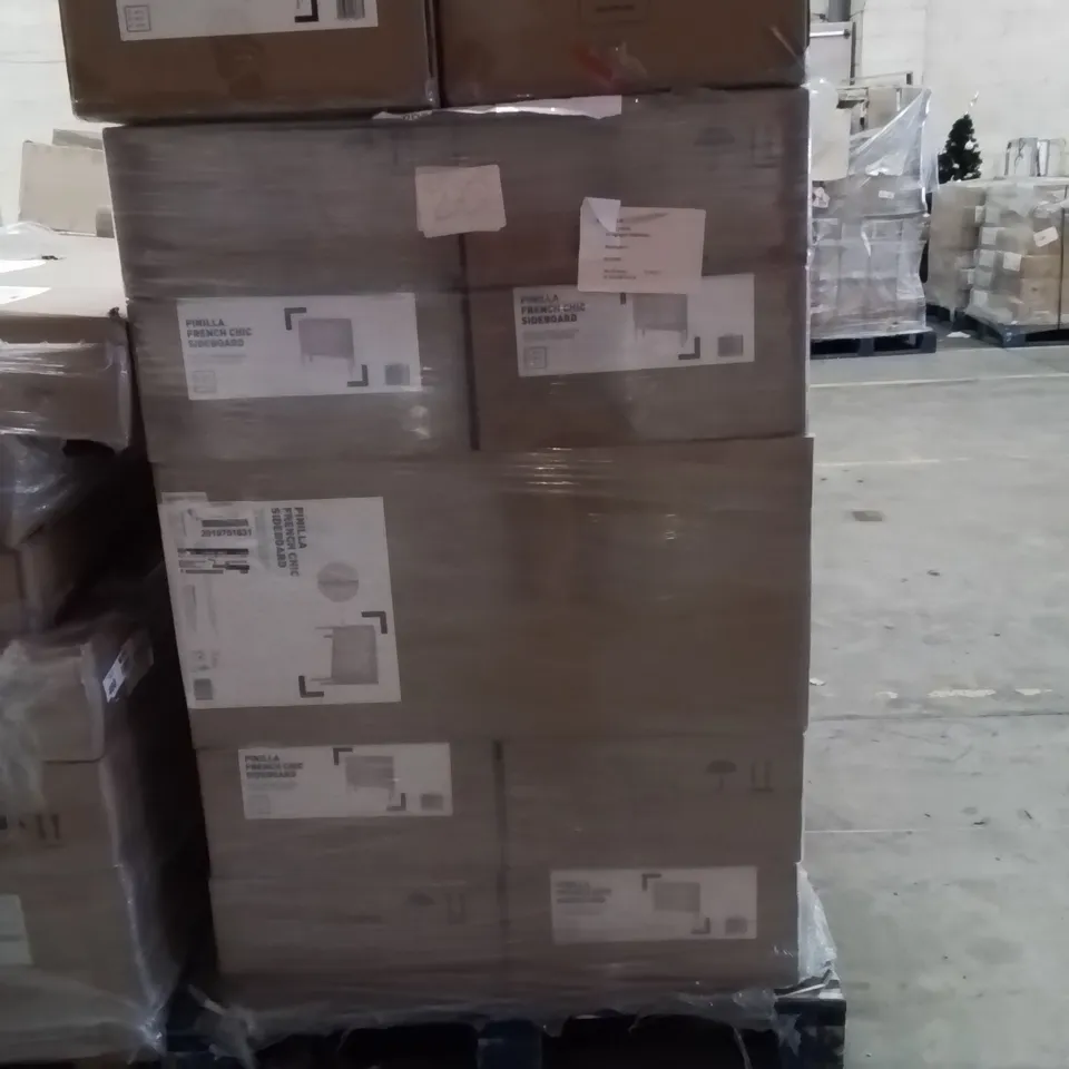 PALLET CONTAINING A LARGE QUANTITY OF BRAND NEW PINILLA FRENCH CHIC SIDEBOARDS 