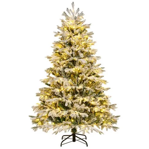 BOXED COSTWAY PRE-LIT ARTIFICIAL CHRISTMAS TREE WITH PE PVC BRANCH TIPS AND WARM WHITE LED LIGHTS-6 FT