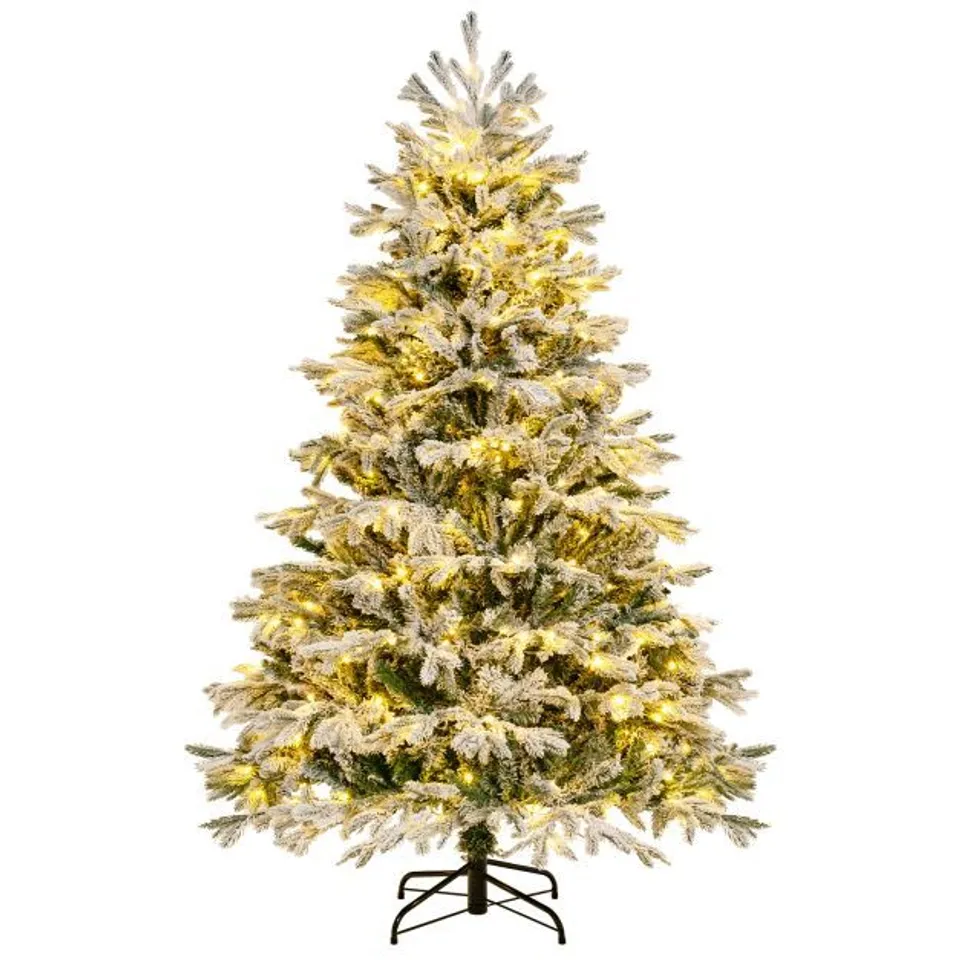 BOXED COSTWAY PRE-LIT ARTIFICIAL CHRISTMAS TREE WITH PE PVC BRANCH TIPS AND WARM WHITE LED LIGHTS-6 FT