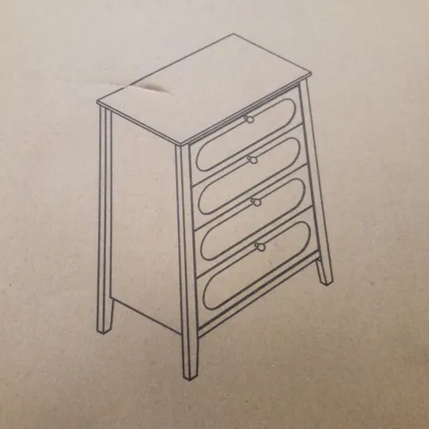 BOXED 4 DRAWER CHEST - LIGHT GREY