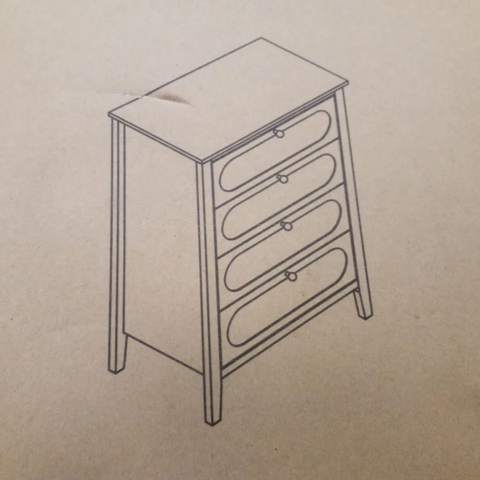 BOXED 4 DRAWER CHEST - LIGHT GREY
