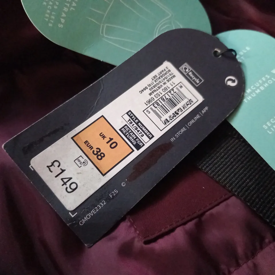 GOODMOVE LONGLINE PLUM WATERPROOF COAT - UK 10