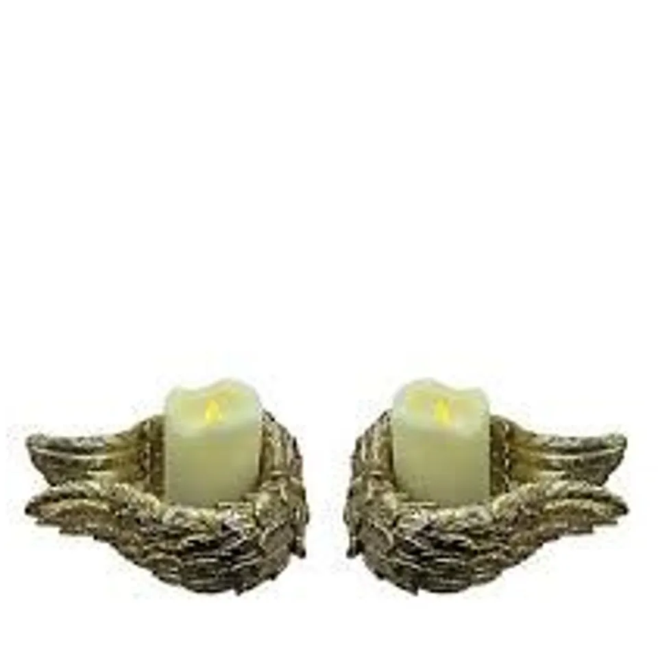 HOME STORIES SET OF 2 ANGEL WINGS WITH FAUX CANDLES 