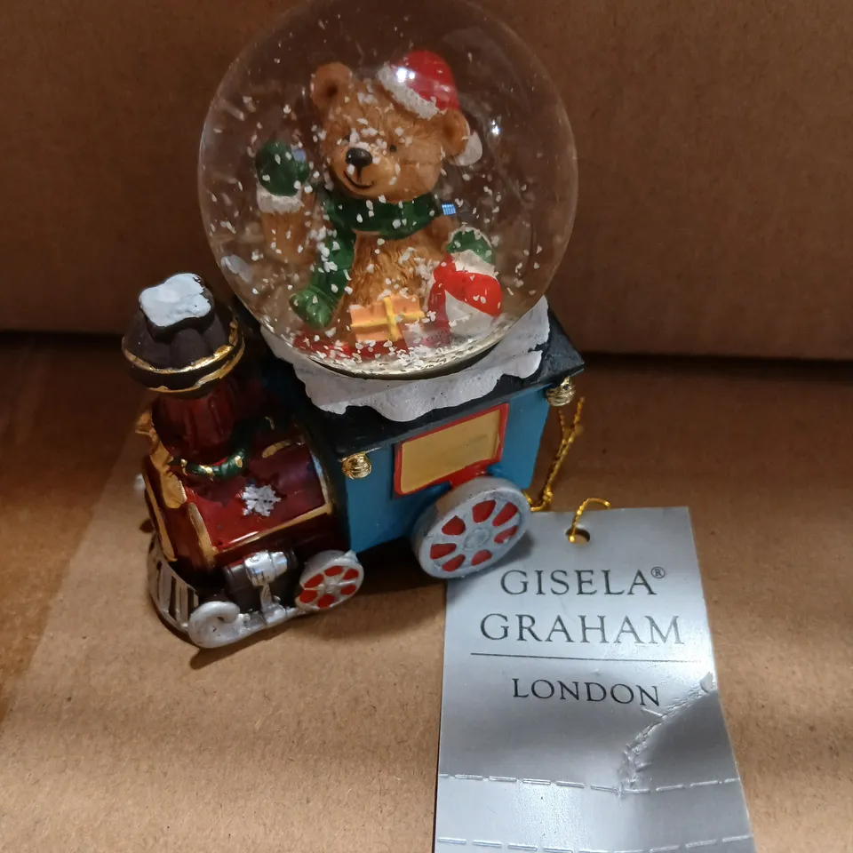 TWELVE GISELA GRAHAM LONDON TEDDY BEAR SNOW GLOBE TRAIN ORNAMENT