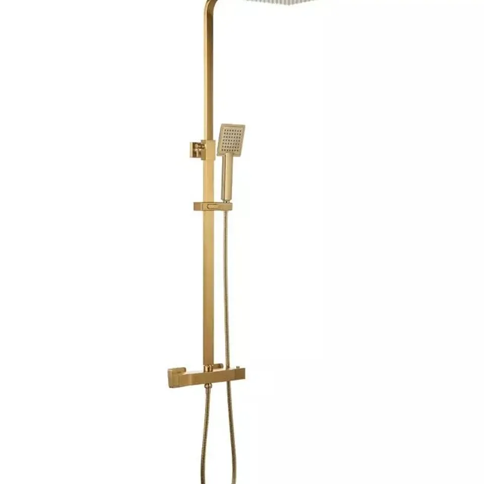 BOXED TRE MERCATI COMET THERMO MIXER SHOWER WITH ADJUSTABLE SQUARE HEAD BRASS GOLD (1 BOX)