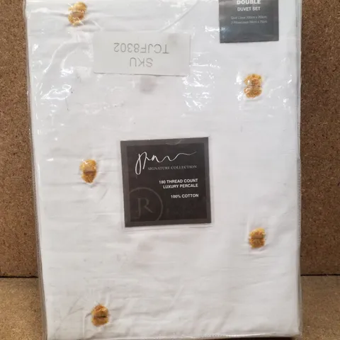 SIGNATURE COLLECTION CHESTER DOUBLE 200×200CM DUVET SET COVER - OCHRE