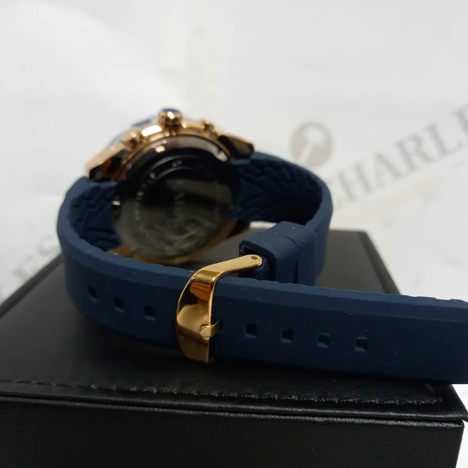 LATOR CALIBRE BLUE DIAL RUBBER STRAP WATCH RRP £500