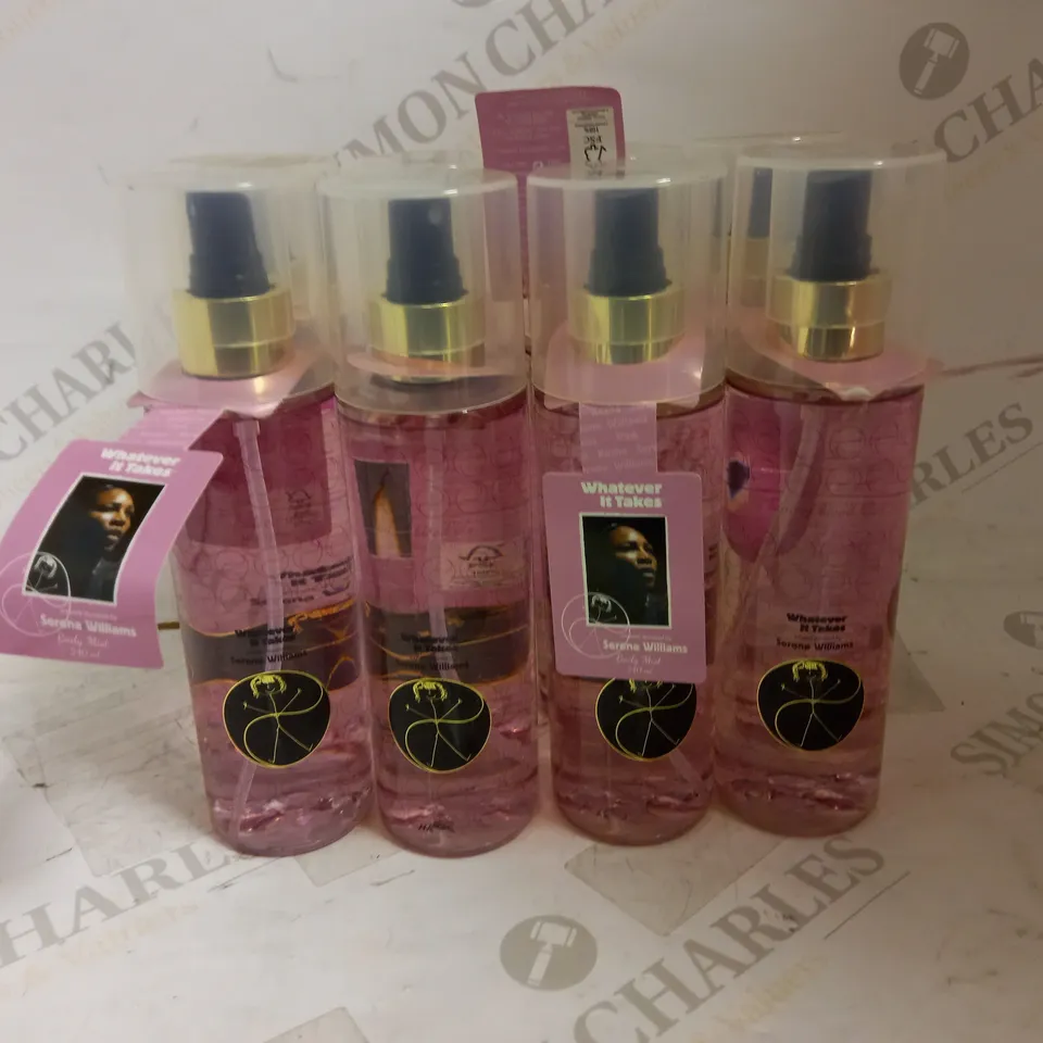 8 X 240ML SERENA WILLIAMS HINT OF BLOOD LILY WHATEVER IT TAKES BODY MIST