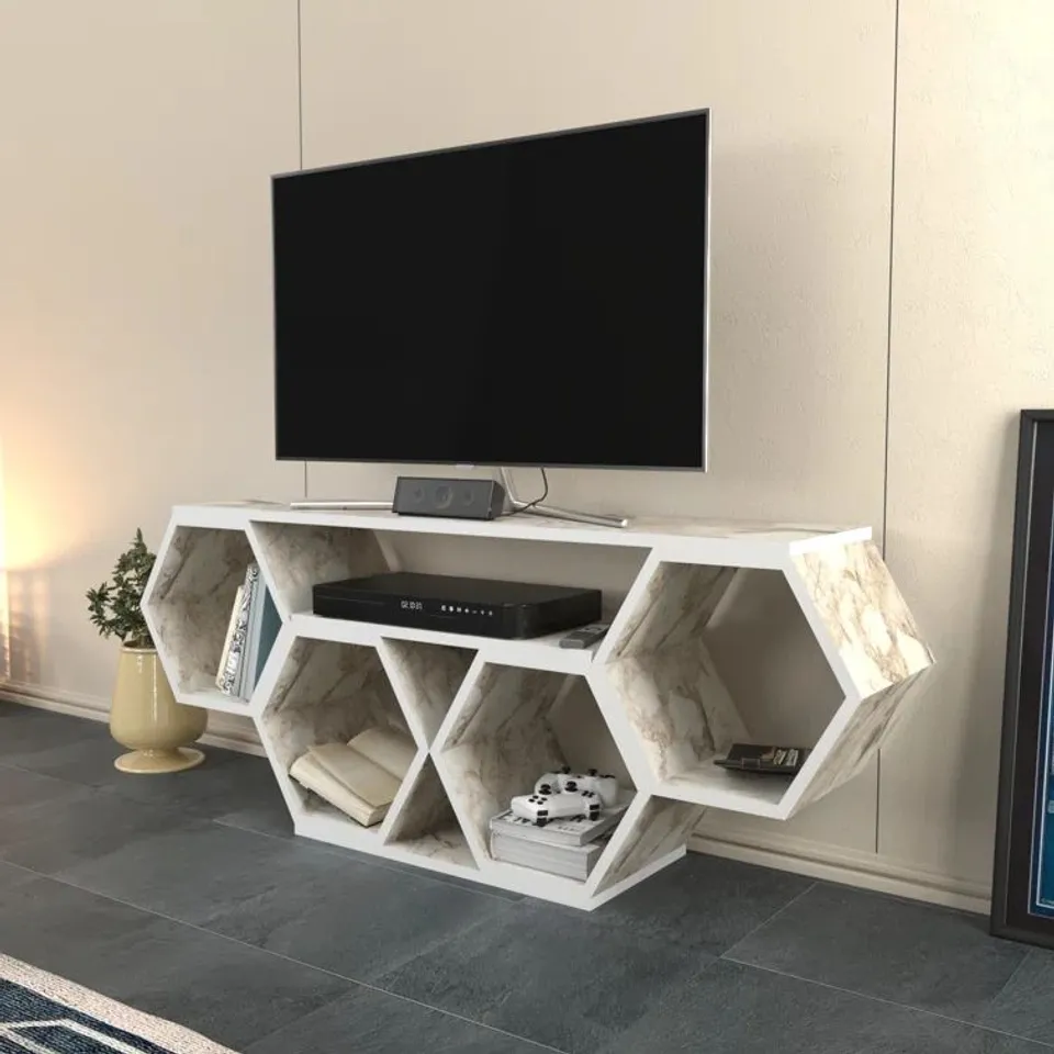 BOXED ALECTO TV STAND FOR TV'S UP TO 55" (1 BOX)