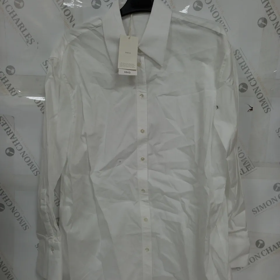 MNG POPLIN LONG SLEEVE OVERSIZED FIT SHIRT IN WHITE - EU MEDIUM