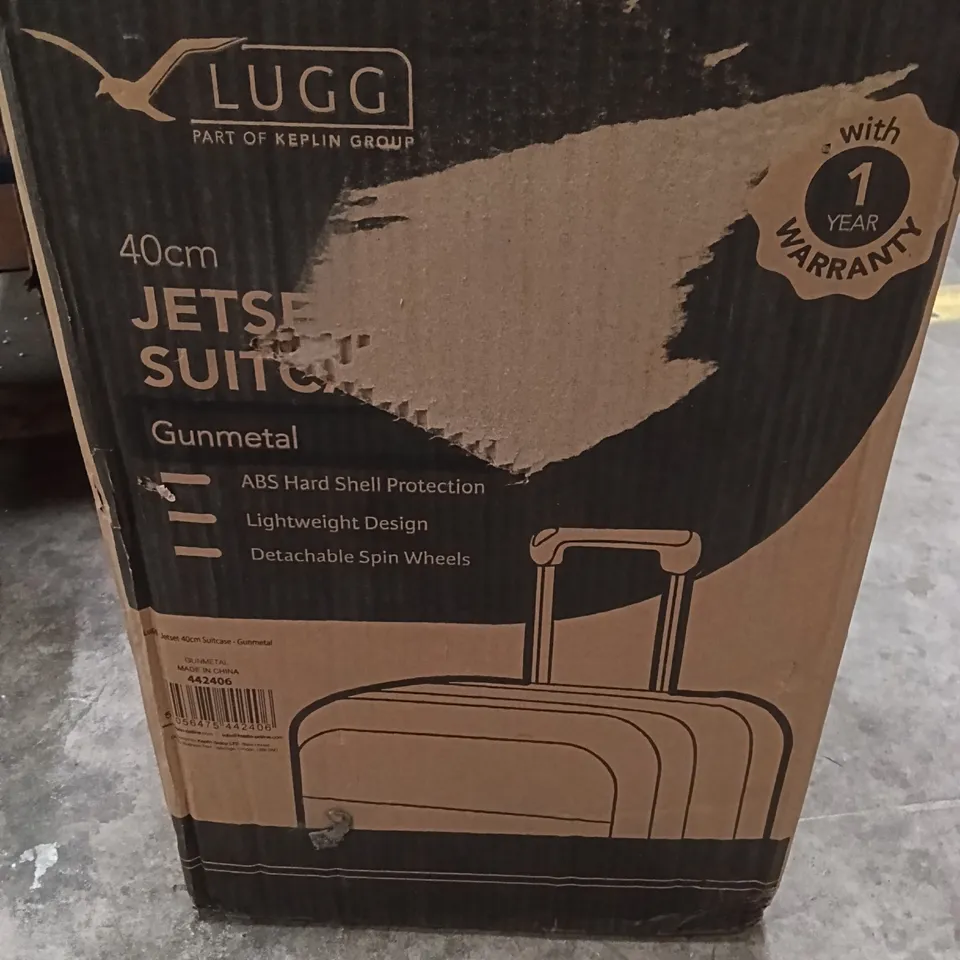 BOXED KEPLIN LUGG 40CM JETSET SUITCASE GUNMETAL COLOUR 