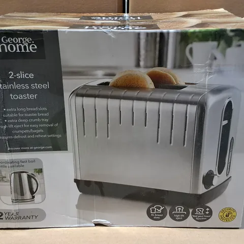 BOXED 2-SLICE STAINLESS STEEL TOASTER 