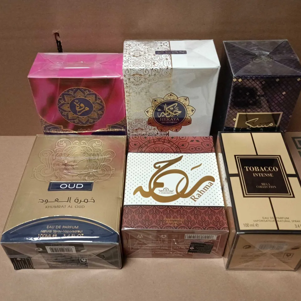 APPROXIMATELY 15 ASSORTED BOXED FRAGRANCES TO INCLUDE TOBACCO INTENSE EAU DE PARFUM, NUSUK MUSKY ROSE, FAAN HEKAYA, ETC - COLLECTION ONLY