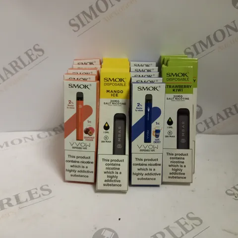 APPROXIMATELY 20 ASSORTED SMOK VVOW DISPOSABLE VAPES TO INCLUDE GRAPEFRUIT PASSION, MANGO ICE, VAPE ENERGY, AND STRAWBERRY KIWI FLAVOURS