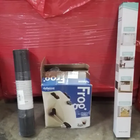 PALLET OF ASSORTED HOUSEHOLD GOODS AND PRODUCTS TO INCLUDE;COFFEE MACHINE,RETRACTABLE SAFETY GATE,CHAIR MAT