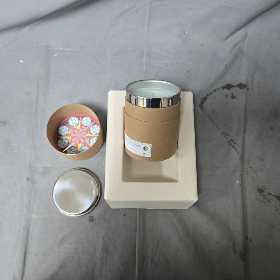 FFERN CANDLE IN KRAFT PAPER SLEEVE – GLASS JAR WITH SILVER LID