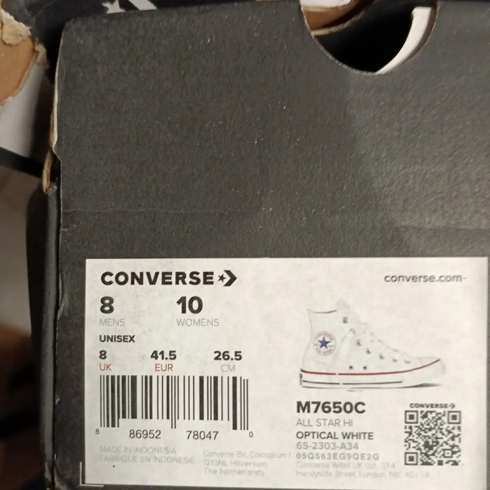 CONVERSE ALL STAR HI SNEAKERS - WHITE, M7650C, UNISEX UK 8