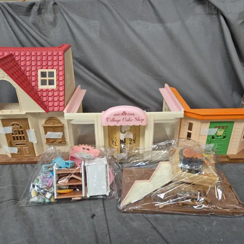 VILLAGE DOLLHOUSE PLAYSET WITH ACCESSORIES