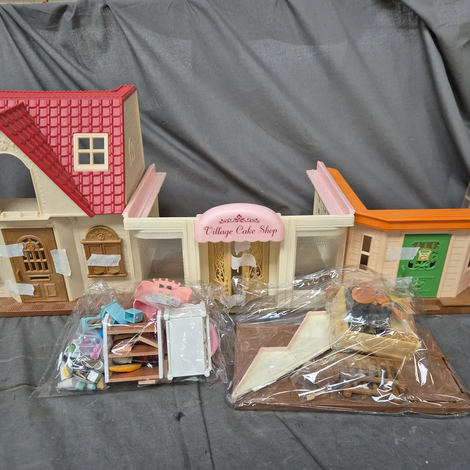 VILLAGE DOLLHOUSE PLAYSET WITH ACCESSORIES