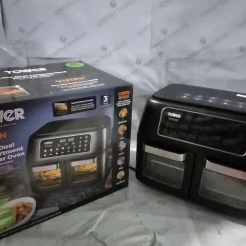 BOXED TOWER 11 LITRE DUAL COMPARTMENT AIR FRYER OVEN 