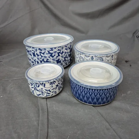 BLUE AND WHITE PORCELAIN LIDDED BOWLS – SET OF 4