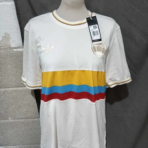 ADIDAS ORIGINALS WHITE T-SHIRT WITH COLOUR-BLOCK STRIPES – MEN'S - SIZE L