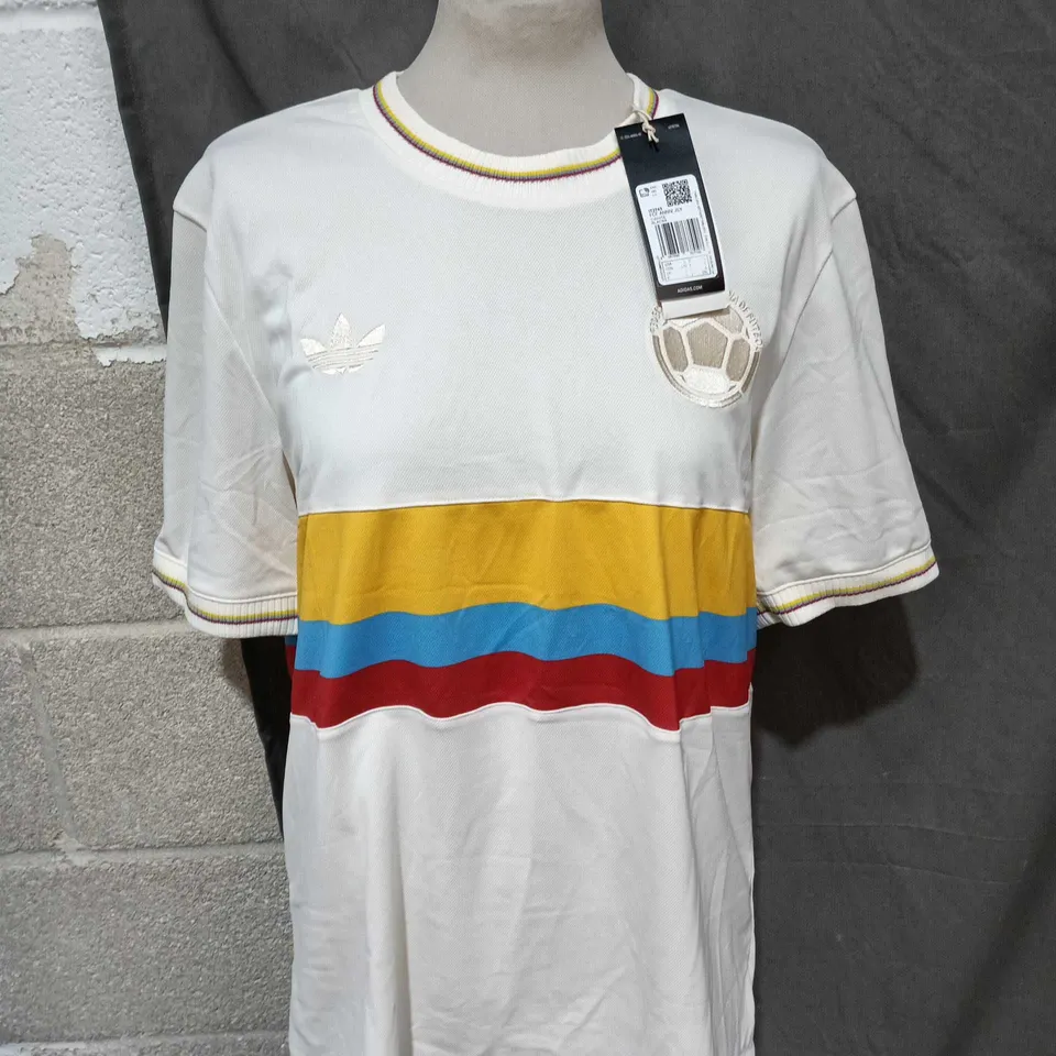 ADIDAS ORIGINALS WHITE T-SHIRT WITH COLOUR-BLOCK STRIPES – MEN'S - SIZE L