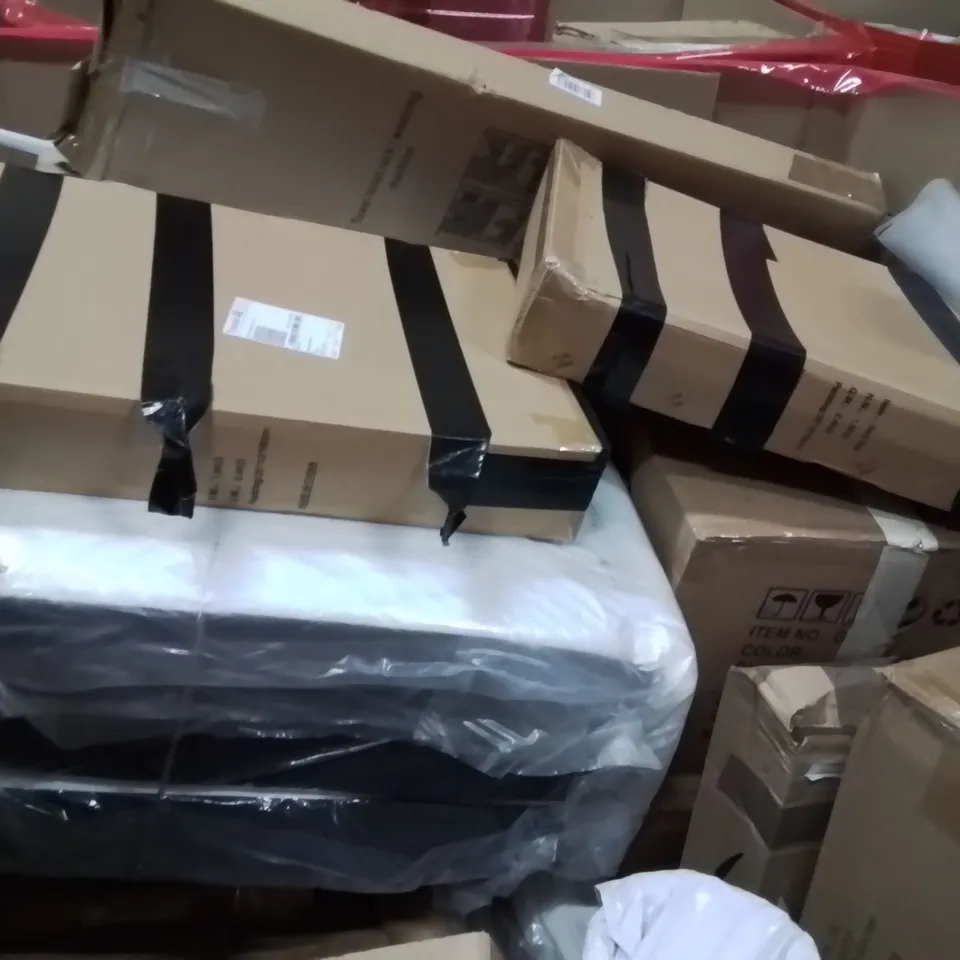 PALLET OF ASSORTED HOUSEHOLD GOODS AND PRODUCTS TO INCLUDE;DOUBLE HOT PLATE,INDOOR HOOP GAME,BALLOON PARTY ARCH