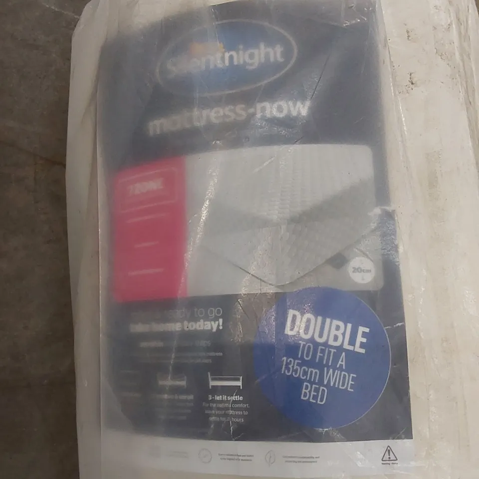 QUALITY BAGGED AND ROLLED SILENTNIGHT 135cm DOUBLE SIZE 7-ZONE MEMORY FOAM MATTRESS