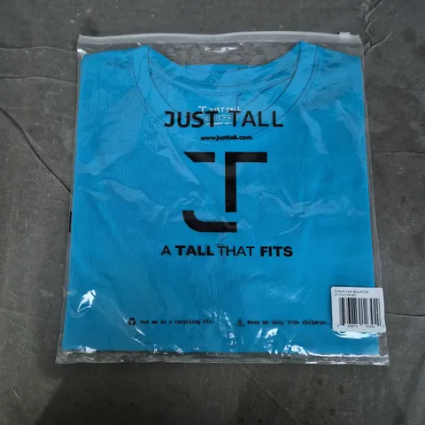 BAGGED JUST TALL C-NECK T-SHIRT IN CYAN BLUE - M TALL