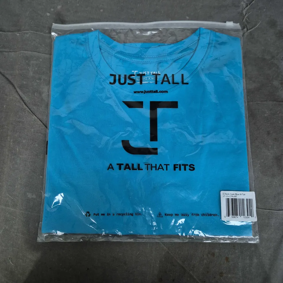 BAGGED JUST TALL C-NECK T-SHIRT IN CYAN BLUE - M TALL