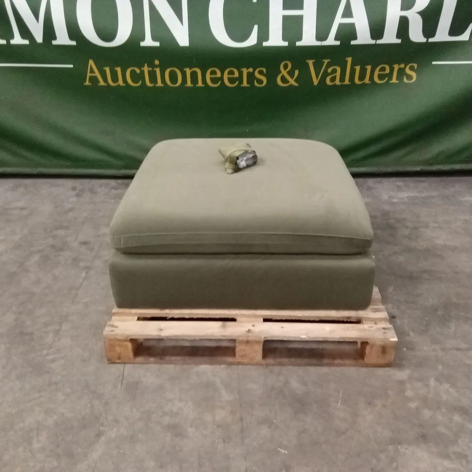QUALITY DESIGNER ASHER GREEN VELVET FOOTSTOOL
