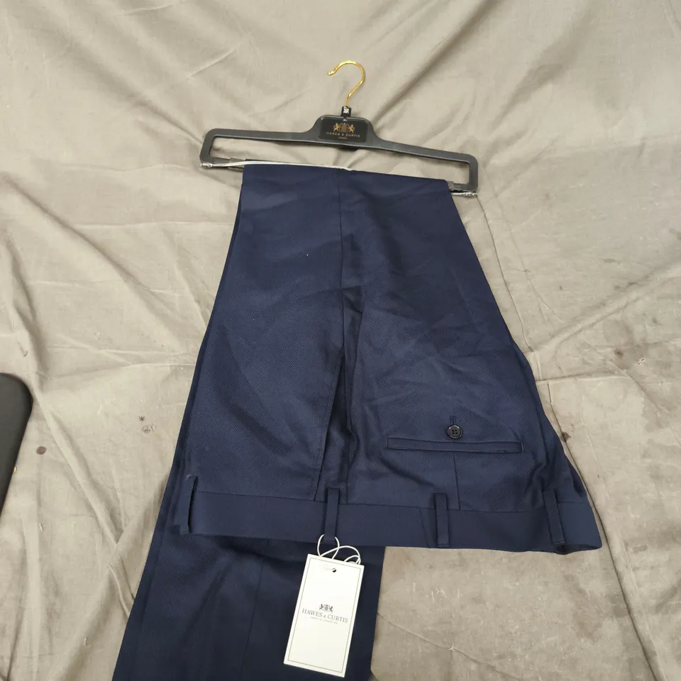 HAWES & CURTIS TEXTURE WEAVE SLIM TROUSERS – NAVY, UK 36