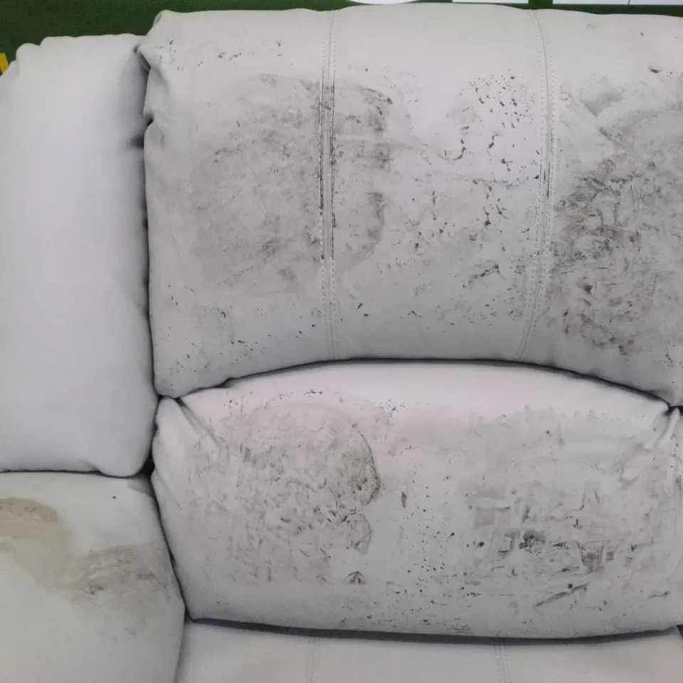 QUALITY DESIGNER DAKOTA MANUAL RECLINER 3 SEATER SOFA - LIGHT GREY LEATHER