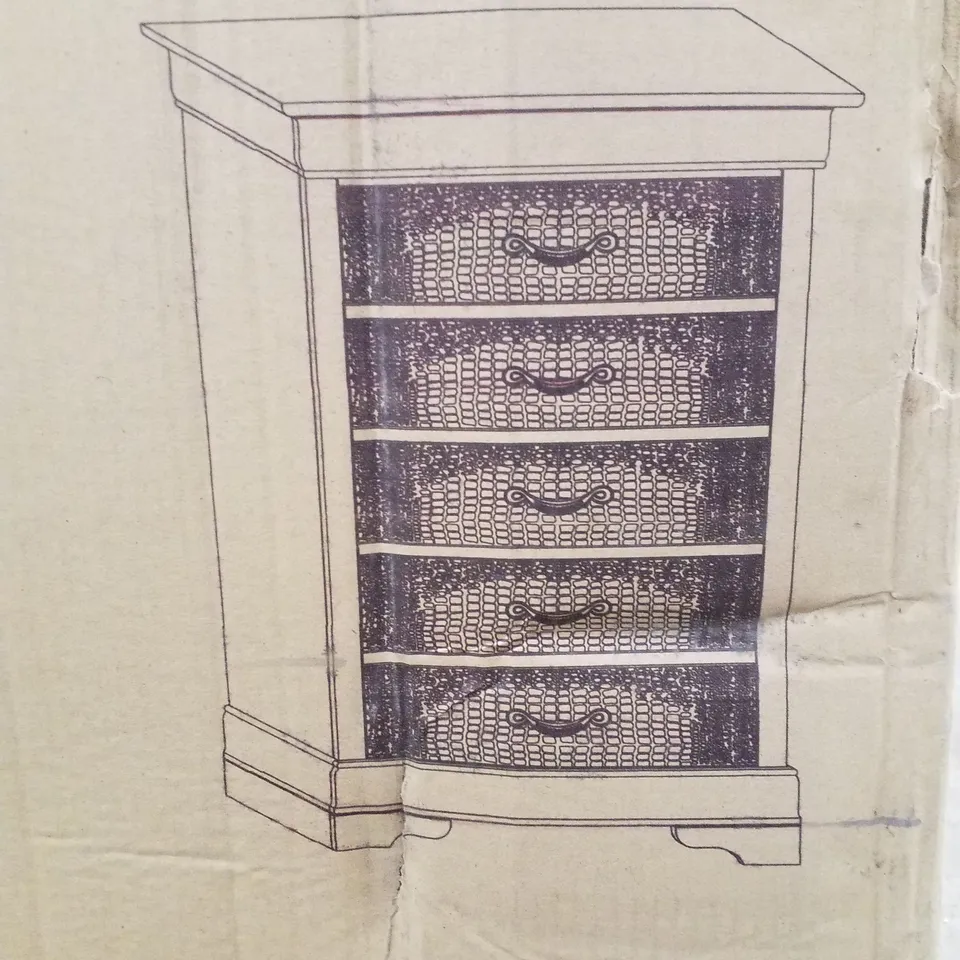 BOXED GLORY FURNITURE CHEST OF 5 DRAWERS - CHARCOAL