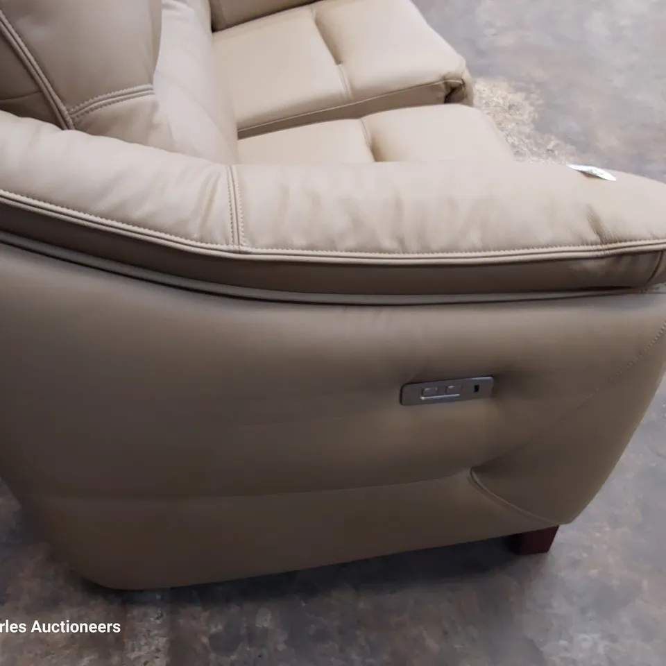 QUALITY BRITISH DESIGNER G PLAN JACKSON POWER RECLINING TWO SEATER SOFA CAMBRIDGE SAND LEATHER 