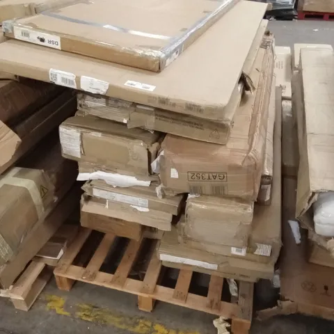 PALLET OF ASSORTED INCOMPLETE DESIGNER FURNITURE PARTS AND PIECES 