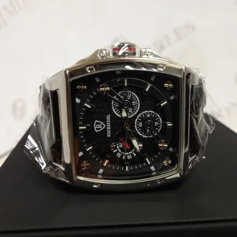 RUCKSTUHL TRIPLE DIAL LEATHER STRAP WRISTWATCH