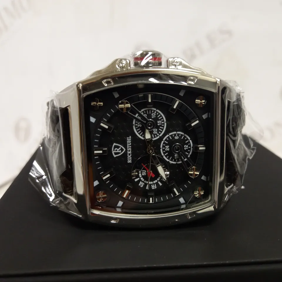 RUCKSTUHL TRIPLE DIAL LEATHER STRAP WRISTWATCH RRP £560