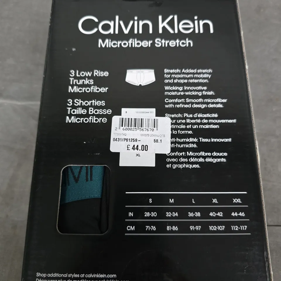 CALVIN KLEIN MICROFIBER STRETCH TRUNKS 3 PACK – SIZE XL