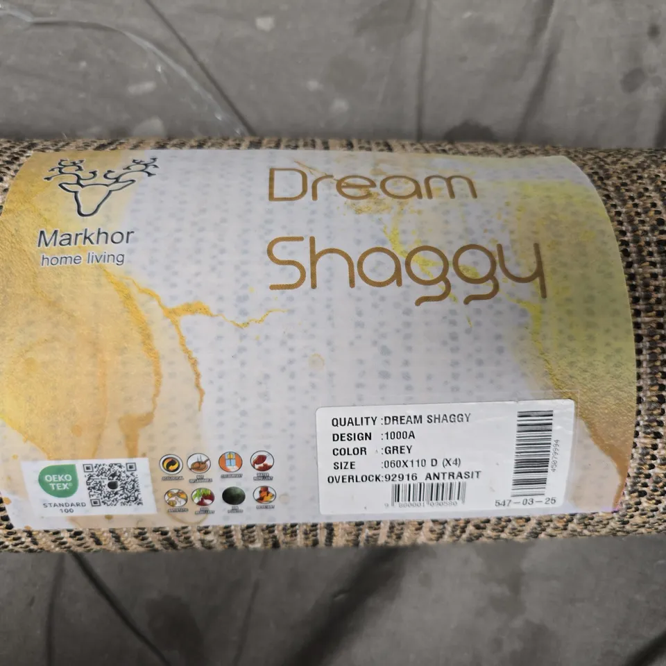 MARKHOR DREAM SHAGGY GREY RUG - 60 X 110CM