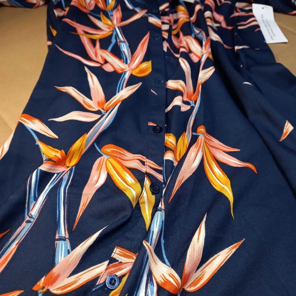 DANCING LEOPARD NAVY/FLORAL PRINT BUTTON THROUGH MAXI DRESS - SIZE 12