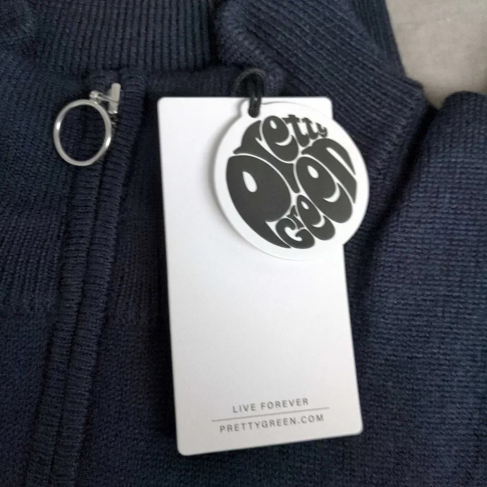 PRETTY GREEN MERINO BLEND 1/4 ZIP JUMPER – NAVY – UK M