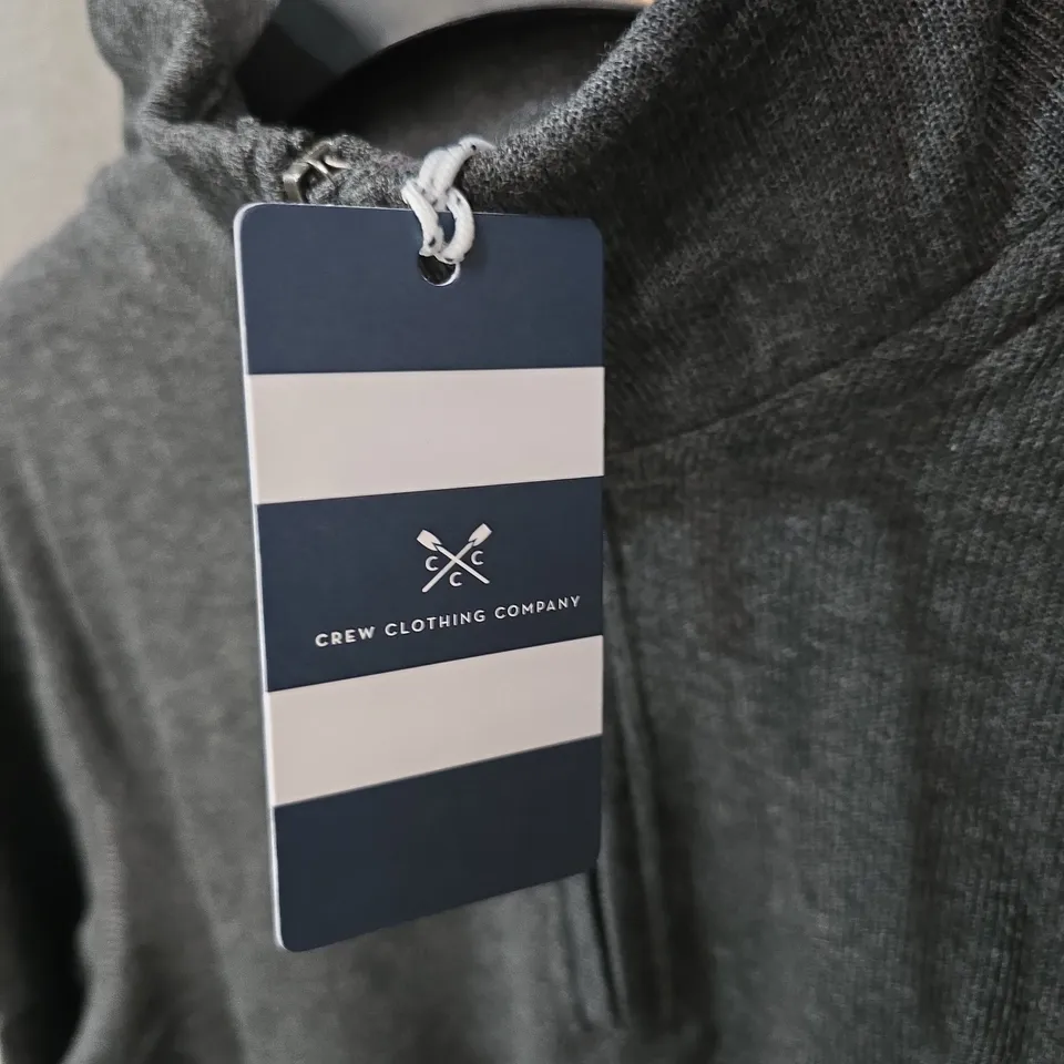 CREW CLOTHING COMPANY HALF-ZIP KNIT JUMPER – DARK GREY, UK SIZE S