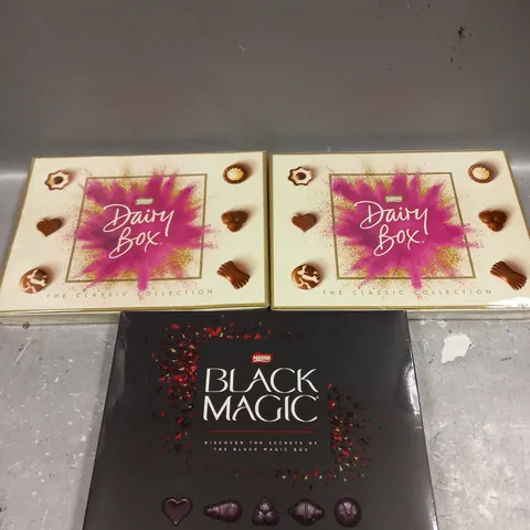 3 X SEALED NESTLE CHOCOLATE COLLECTION PACKS TO INCLUDE DAIRY BOX & BLACK MAGIC 