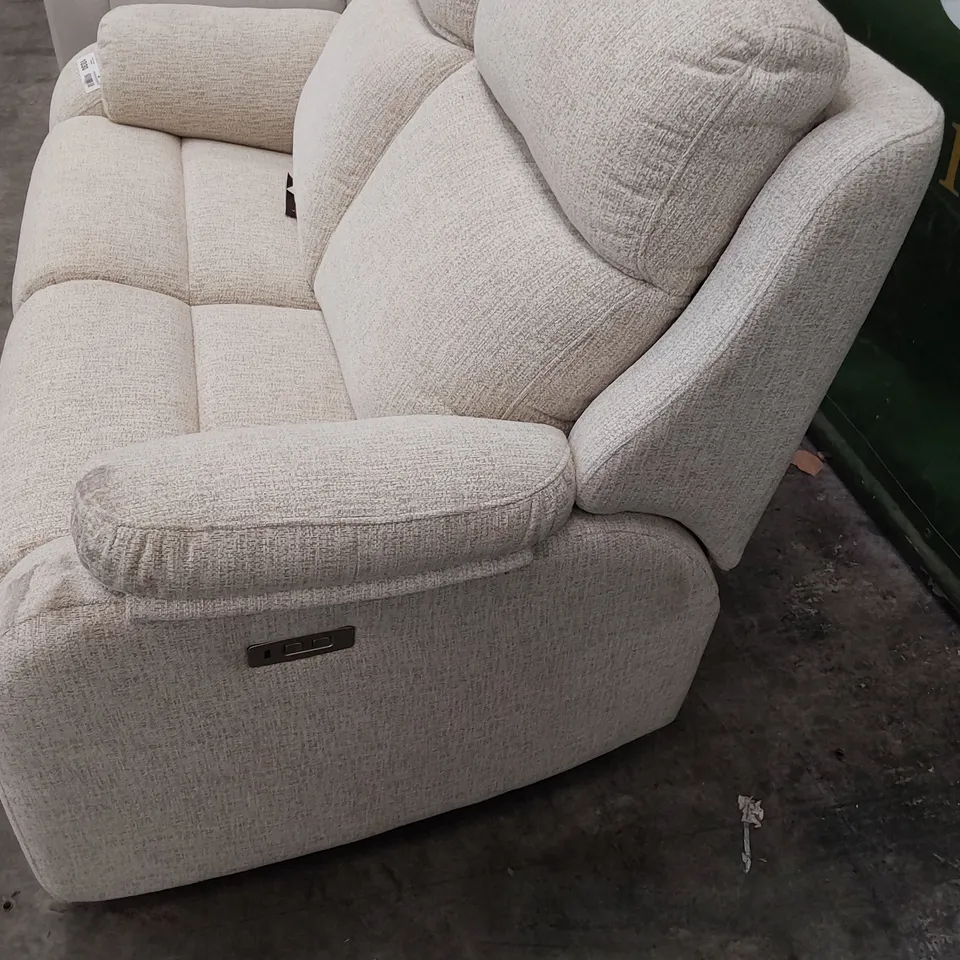 QUALITY BRITISH DESIGNER G PLAN KINGSBURY POWER RECLINING TWO SEATER SOFA RUSH CREAM FABRIC 