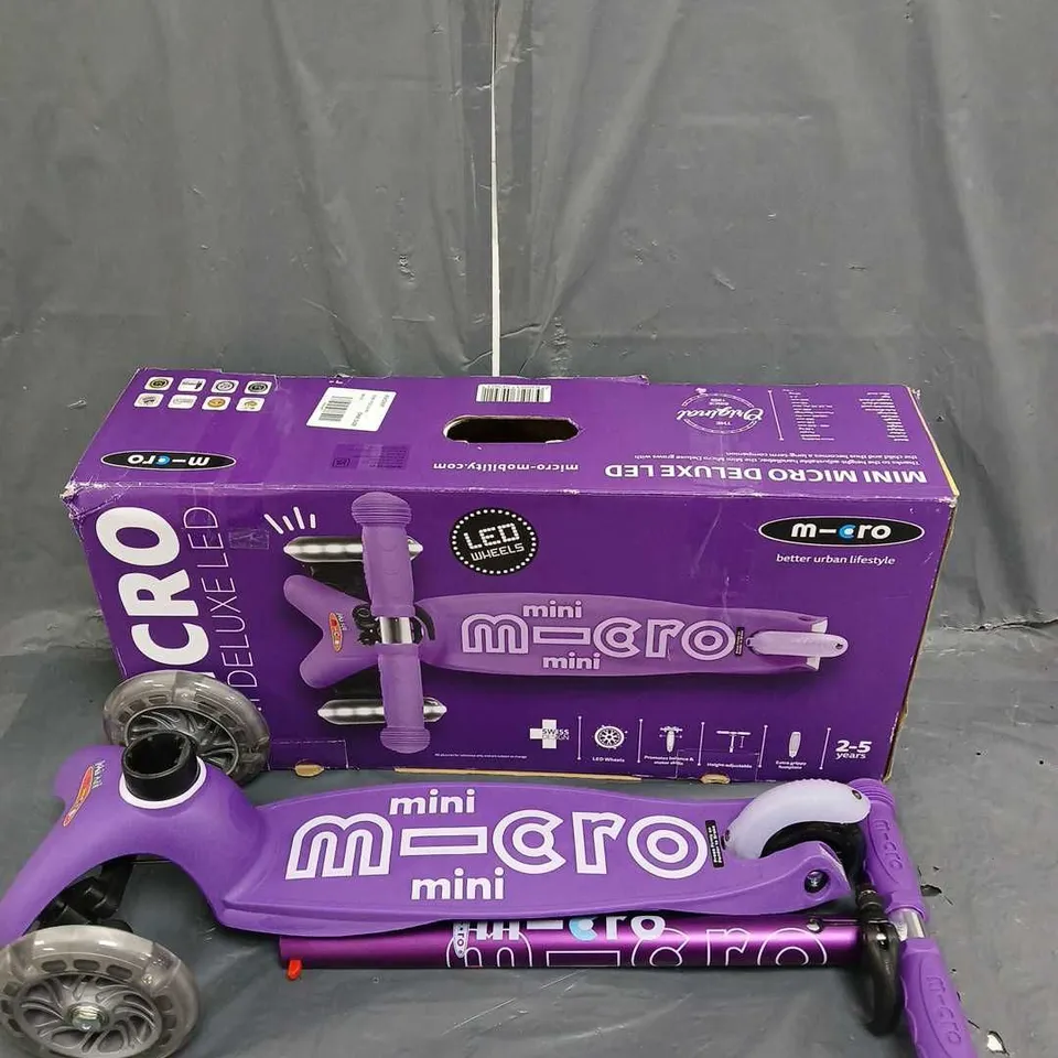 BOXED MICRO MINI DELUXE SCOOTER LED WHEELS PURPLE 