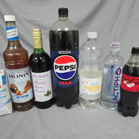 LARGE QUANTITY OF ASSORTED DRINKS TO INCLUDE PEPSI, OAT MILK, WATERS AND BERRY PUNCH
