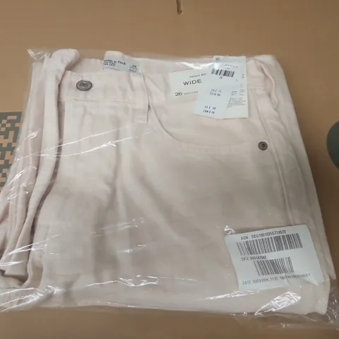 BAGGED ABERCROMBIE & FITCH HIGH RISE WIDE LEG JEANS IN PINK - SIZE 26