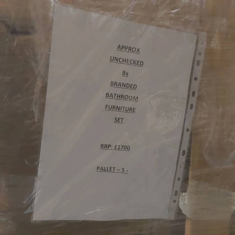 PALLET CONTAINING APPROXIMATELY 8x BRANDED BATHROOM FURNITURE SETS